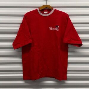 Vintage 90s University of Wisconsin Madison Embroidered Red Mens XL Shirt